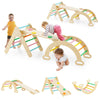 3-in-1 Triangle Climbing Set Wooden Toddler Climber with Reversible Ramp Arch