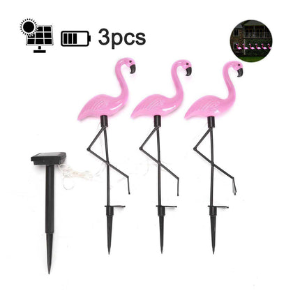 3PCS Solar Powered Flamingo Lawn Lamp Stake Landscape Led Lights Garden Outdoor