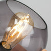 LED Table Lamp Smoked Glass Wooden Frame Base Industrial Filament Light Bulb