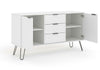 White Sideboard Cupboard With 2 Doors, 3 Drawers Living Room Storage Furniture