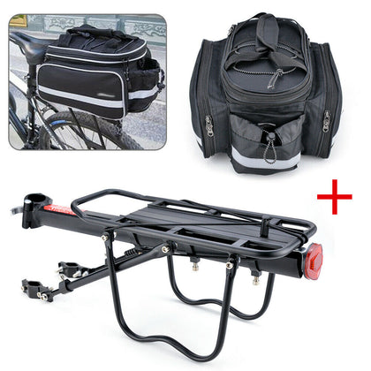 Bicycle Rear Seat+Bag MTB Pannier Carrier Rack Kits+Removable Carry Saddle UK