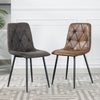 4X Dining Chairs Set Faux Suede Leather Padded Seat Metal Legs Kitchen Office