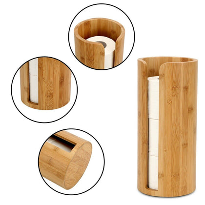 Square/Round Bamboo Toilet Paper Roll holder - Perfect for the Bathroom