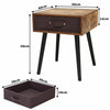 Industrial Wood Cabinet Bedside Table End Side Storage Nightstand Fabric Drawer