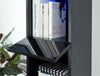 WALL MOUNTED TALL SHELF UNIT CUPBOARD CABINET WITH LED BLACK