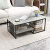Modern Faux Marble Coffee Table 2-Tier Rectangular Accent Table Chic Cocktail