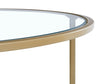 Round Glass Coffee Table with Golden Metal Legs & Shelf - Living Room Furniture