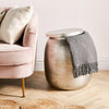 Hammered Silver Side Table - Round Iron Hammered Effect Finish End SR