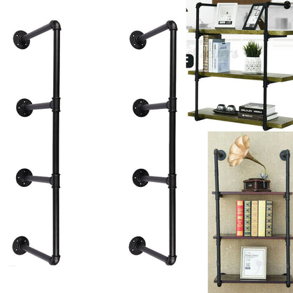 2x 3 Tiers Industrial Iron Pipe Shelf Retro Wall Mounted Shelving without board