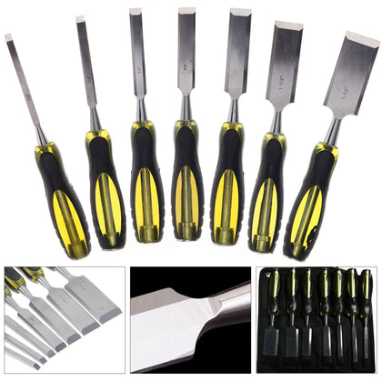 7 Pcs/Set Durable Wood Carving Chisel Wood Work Tools Chisels Carpenter Bag Case