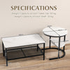 Set of 2 Coffee Nesting Table Set Detachable 2-Tier Sofa Side Table Faux Marble