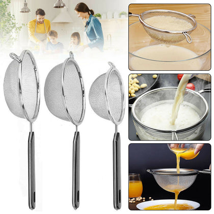 3pc Strainer Quality Stainless Steel mesh colander food tea Small Filter Sieve