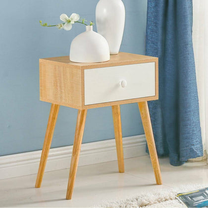 Bedside Wooden Side Table Nightstand with 1 Drawers Cabinet Bedroom Furniture