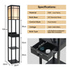 Wooden Floor Lamp 3-Tier Storage Freestanding Lignting with Drawer USB Type C