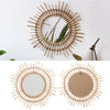 Rattan Sunburst Mirror Wall Mounted Decorative Round Mirror Hallway Living Room