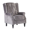 Grey Velvet Recliner Chair Button Tufted Fireside Armchair Home Living Room BN
