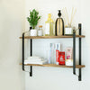 Floating Wall Shelves Rustic Wood Shelf Metal Hanging Storage Rack Shelving Unit