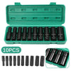 10PC 1/2” Drive Deep Impact Sockets Set Long Reach Sockets Wheel Wrench Nut Tool