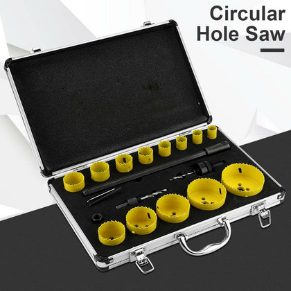 17X BI METAL HSS HOLE SAW CUTTING SET FOR METAL STEEL IRON BRASS