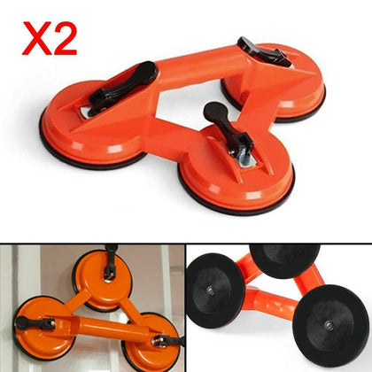 2 x Suction Cup TRIPLE Pad Lifter 100kg Sucker Plate Glass tile Mirror Lifter