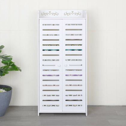 5 Tier Shoes Storage Cabinet White Door Organiser Shelf Rack Stand Unit New