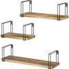 Rustic Industrial Pipe Wall Floating Shelf Wooden Storage Shelving Unit 3 Tier