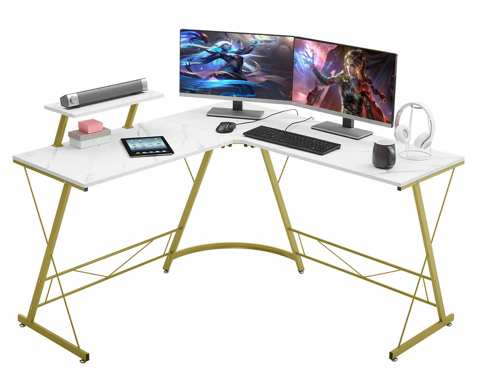 Marble top deals l shaped desk