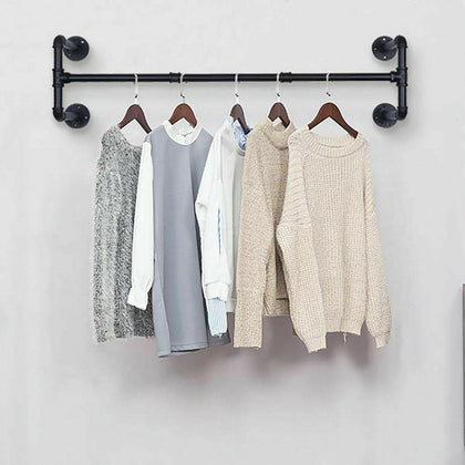 Industrial Wall Mounted Garment Rack Clothes Rail Pipe Storage Hanging Hanger