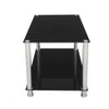 Coffee Table Glass Top With Storage & Chrome Black Modern Living Room Furniture