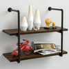 2Pcs 3 Tiers Industrial Floating Iron Pipe Shelf Retro DIY Wall Mounted Bracket