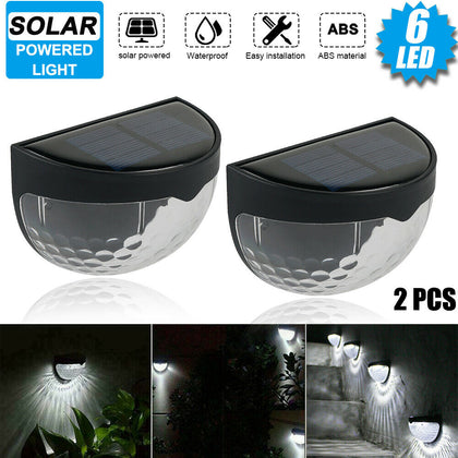 2PCS 6LED Solar Fence Lights Outdoor Garden Path Waterproof Wall Patio Lamp