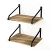 2 Tiers Wall Mounted Floating Shelf Wooden Rack Rustic Storage Shelves UK