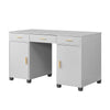 130cm Large Computer Desk Writing Table with 3 Drawers & 2 Door Home Office Grey