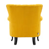 Yellow Linen Fabric Wing Back Armchair Button Studded Sofa Accent Cushion Chair