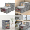 3x Grey Clothes Storage Bags Ziped Organizer Underbed Wardrobe Cube Closet Boxes