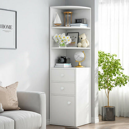 Storage Cabinet Cupboard Unit Bookcase Bookshelf 3 Shelf Display Drawer Door UK