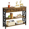 Industrial Console Table with Drawer & 2 Open Shelves Versatile Entryway Table