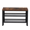 Industrial Shoe Bench Vintage Style Seat Rustic Metal Hallway Storage Tier Rack