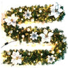 UK Christmas Garland Pine Wreath LED String Light Wedding Home In/Outdoor Decors