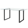 Rectangular Clear Tempered Glass Dining Table Metal Legs Dining Room Kitchen