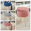 Large Foot Stool Storage Ottoman, Soft Padded Seat Golden Metal Legs Vanity Seat