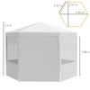 3.9m Outdoor Gazebo Canopy Party Tent with 6 Removable Side Walls White