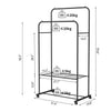Deluxe Double-Rail Clothes Garment Hanging Drying Rack w/ 2 Tier Shoe Shelves
