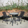 Round Glass Dining Table Outdoor Patio Bistro Set 2/4 Rattan Stacking Chairs