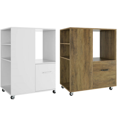 Mobile File Cabinet Lateral Filing Cabinet with 2 Drawers and Open Compartments