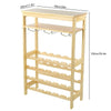 24 Bottle Wood Storage Wine Rack Glass Holder Display Stand Shelf Corner Table
