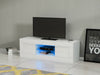 Modern 125cm TV Unit Cabinet Stand White High Gloss 2 Doors 2 Shelves LED Lights