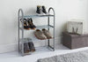 Contemporary Leo Style 4 Tier Shoe Rack Cabinet Shelf Organiser Elegant Grey