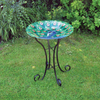 Large Peacock Bird Bath Table Feeder Solar Light Garden Ornament Outdoor Decor