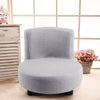 Home Small Sofa Chair Linen Fabric Padded Footstool With Black Wood Leg